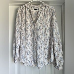 Ann Taylor Covered Button Blouse in floral branch - L